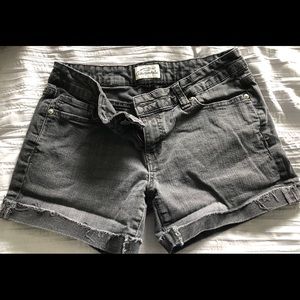 Aeropostale blackish/grey denim shorts cuffed hem.